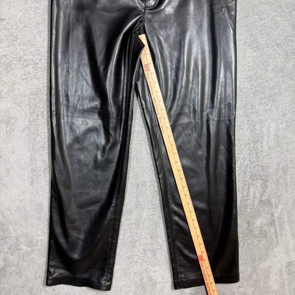 Joie Womens 10 Black Vegan Leather Pants High Rise Straight Leg Lined NWT